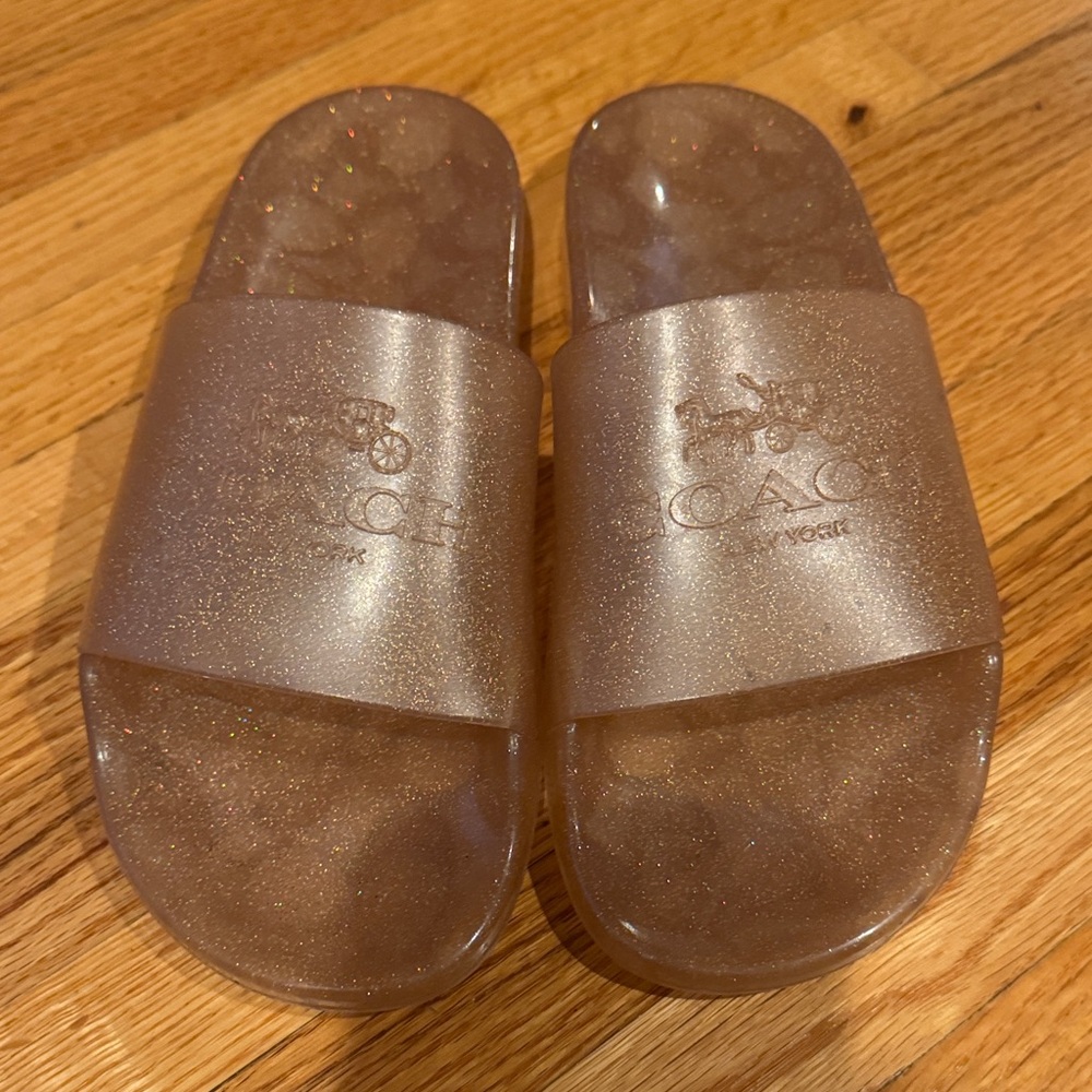 Coach Sparkle Slide Sandals in Gold